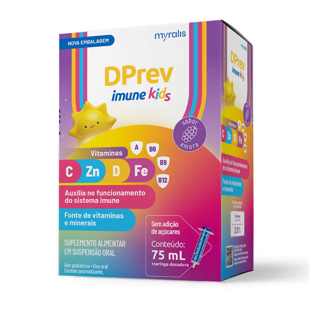 DPrev Imune Kids Sabor Amora Suspensão Oral 75ml + Seringa Dosadora