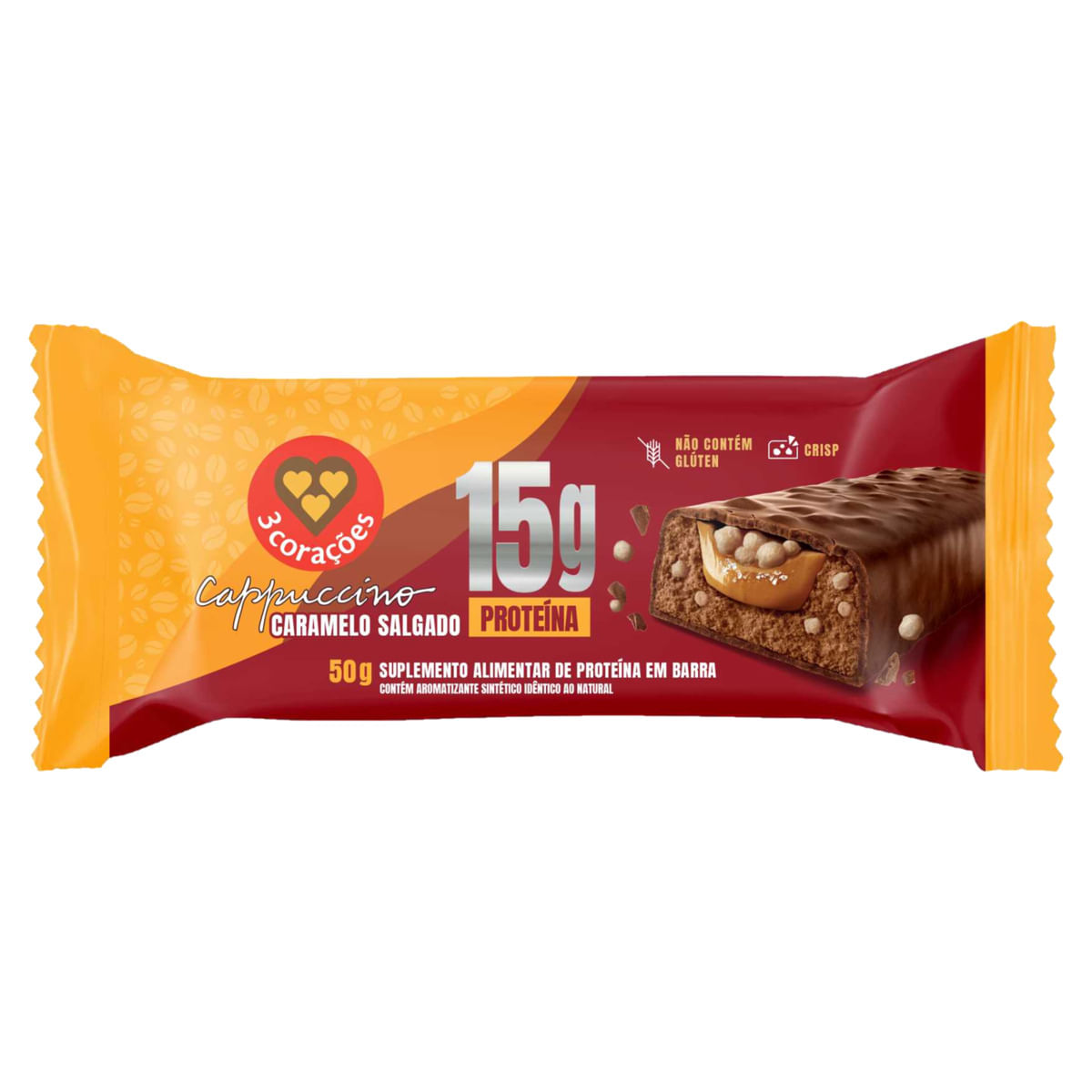 Barra De Proteína Três Corações Cappuccino Caramelo Salgado 15g Proteína 50g