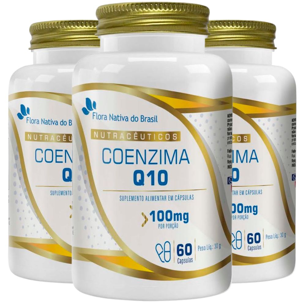KIT 3X Coenzima Q10 100mg 60 cápsulas - Flora Nativa