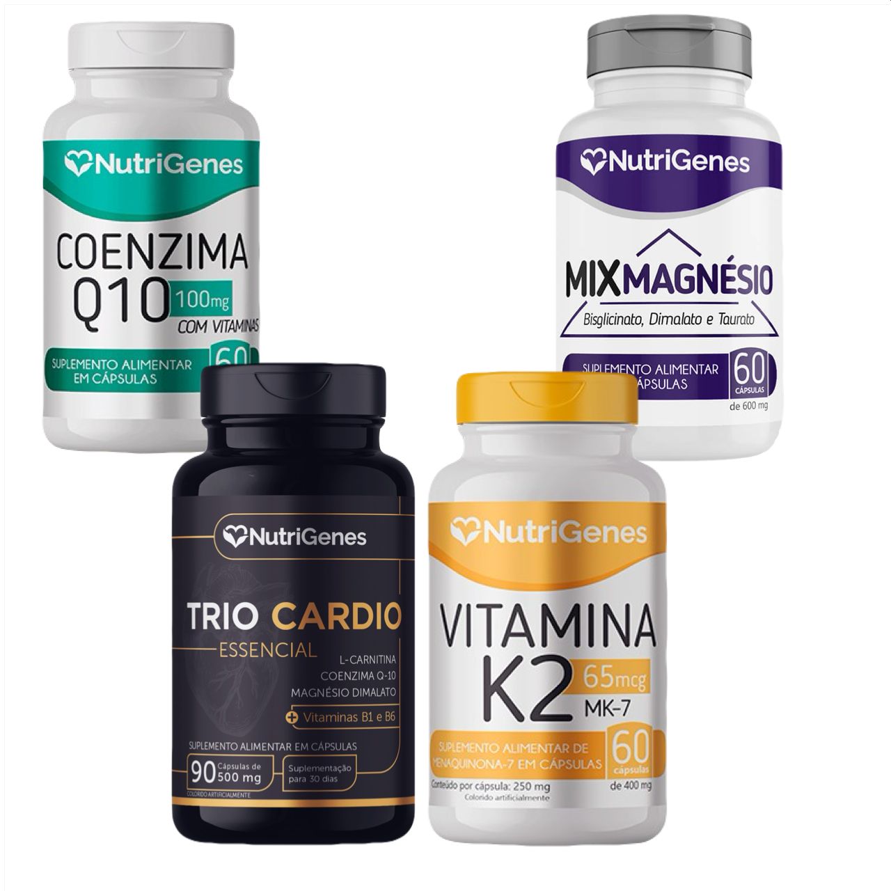 Trio Cardio + Coenzima Q10 + K2 MK-7 + Mix Magnésio - Nutrigenes