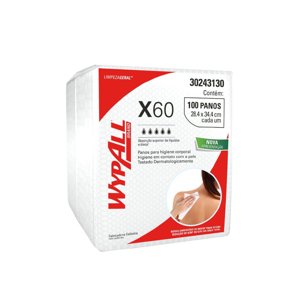 Pano de Limpeza WypAll X60 - Higiene Corporal, 100 Panos