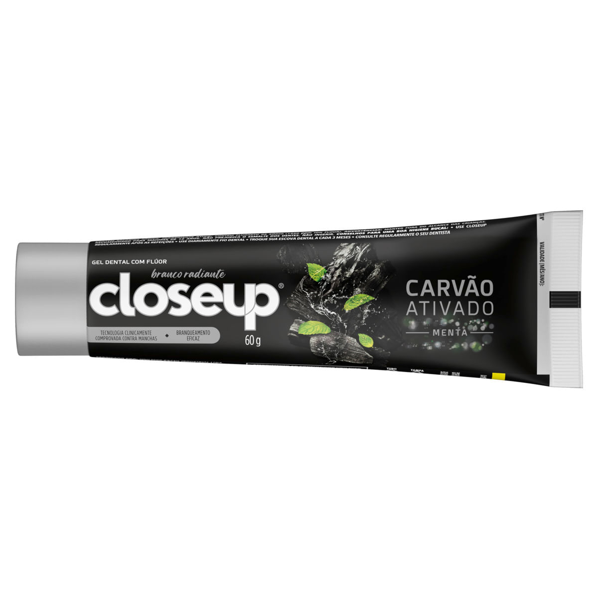 Creme Dental Closeup Com Flúor Carvão Ativado Menta Branco Radiante 60g