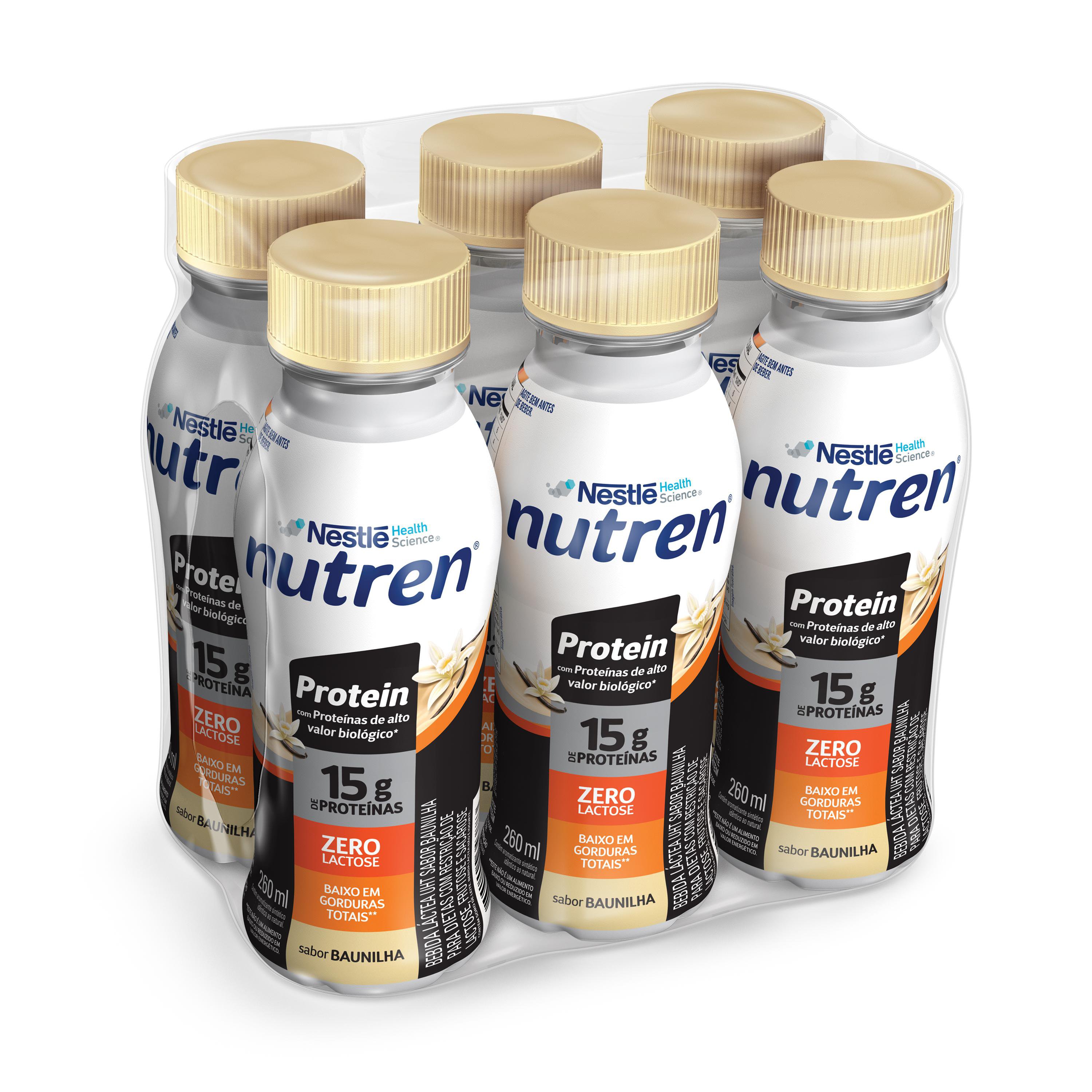 Pack Bebida Láctea Nutren Protein 15g De Proteínas Baunilha 6 Unidades 260ml Cada