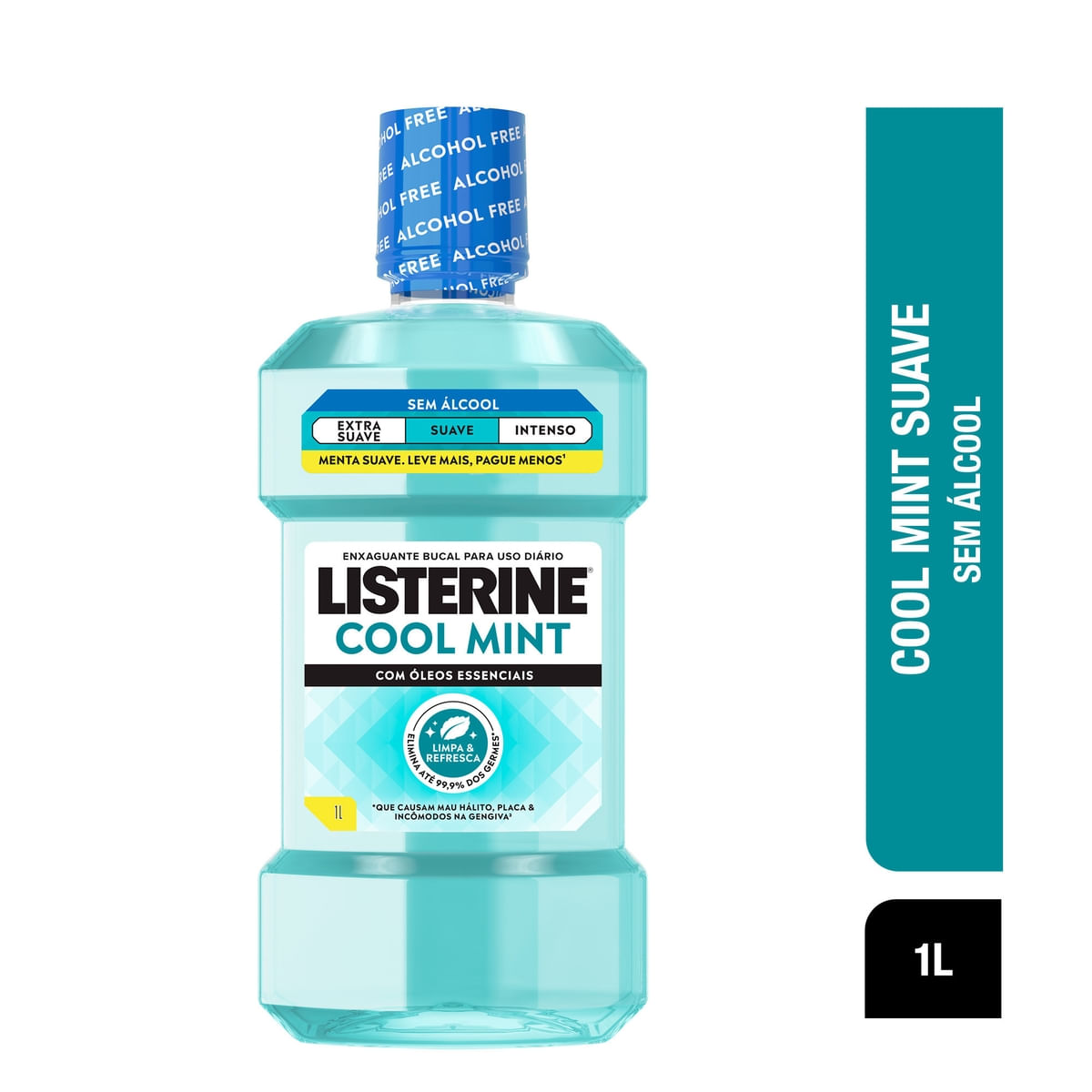 Antisséptico Bucal Listerine Cool Mint Refrescância Suave Zero Álcool Sabor Hortelã Suave 1 Litro