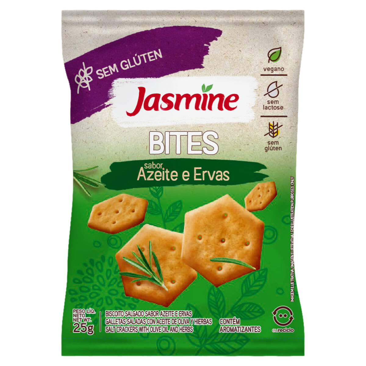 Biscoito Salgado Bites Azeite E Ervas Sem Glúten Jasmine 25g