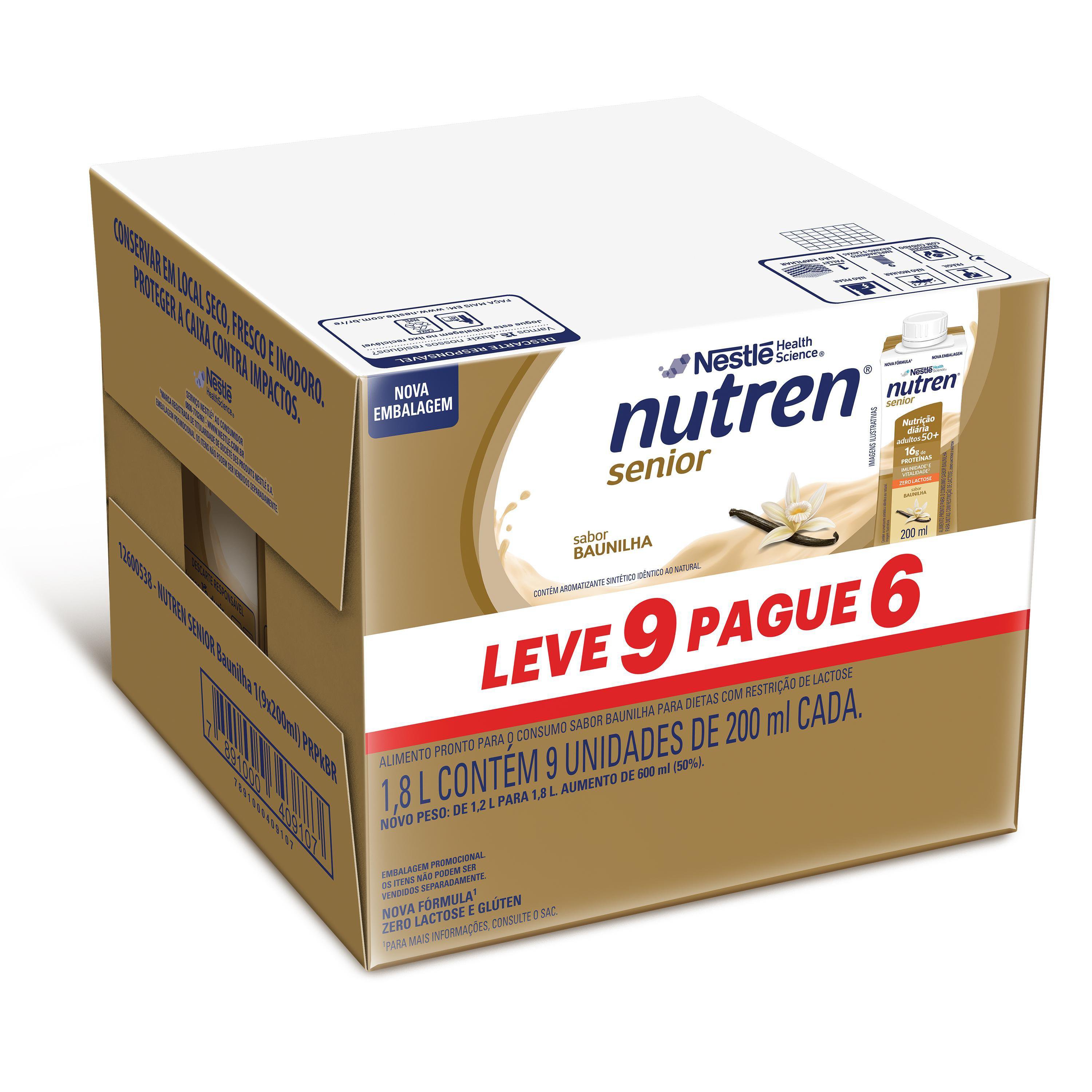 Pack Complemento Alimentar Nutren Senior Baunilha 200ml 9 unidades