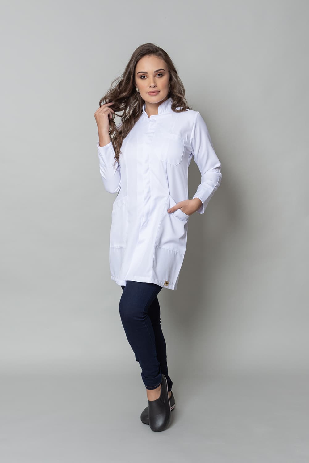 Jaleco Feminino Acinturado Gola Padre