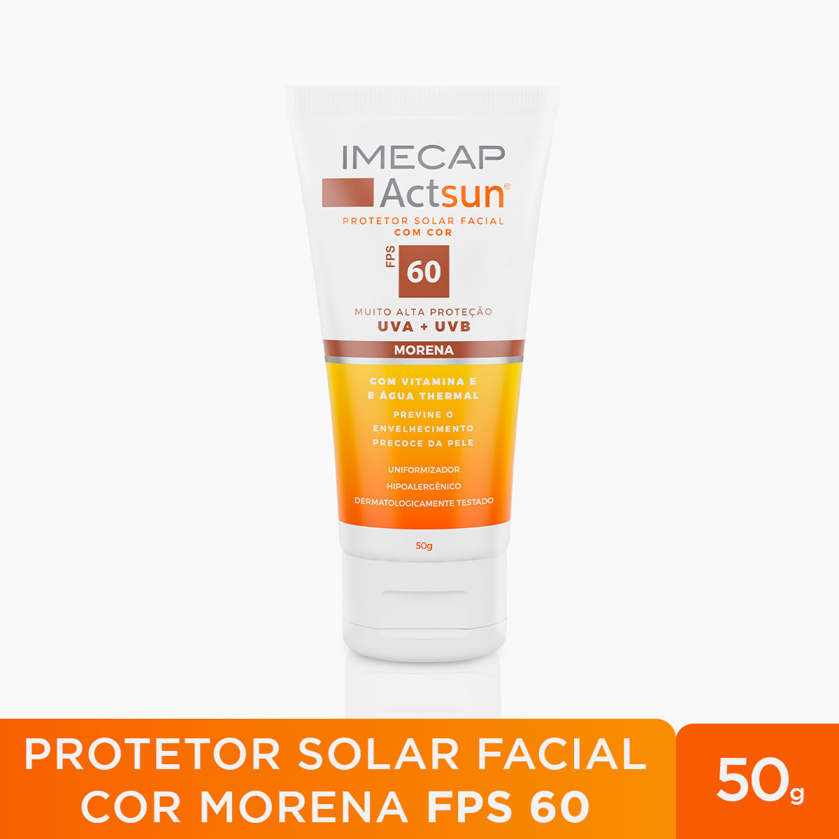 Protetor Solar Facial Imecap Actsun FPS60 Cor Morena 50g