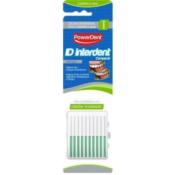 Escova Powerdent Interdental Cilíndrica Fina 4mm Verde
