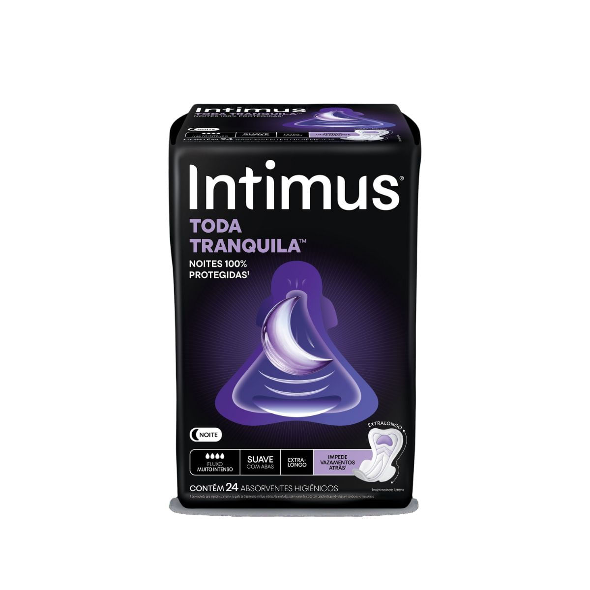 Absorvente Intimus Toda Tranquila Noite Com Abas Suave Extra Longo 24 Unidades