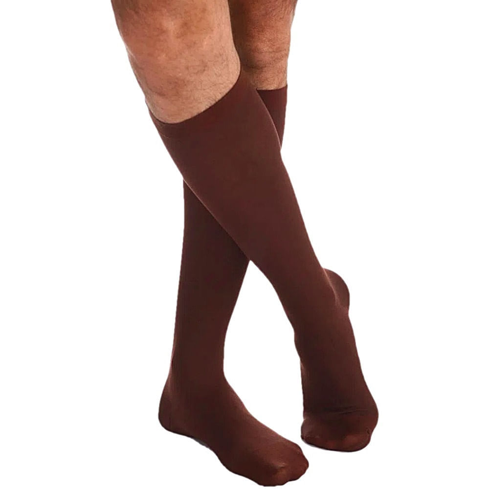 Meia 3/4 Sigvaris Cotton Comfort 20-30mmHg - Fechada - Marrom - Tam P3