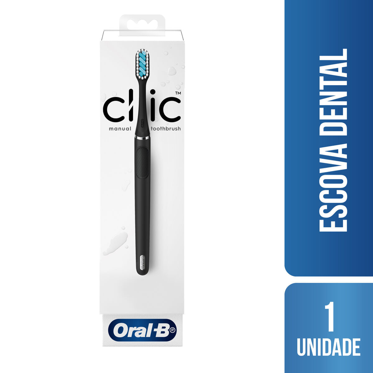 Escova Dental Oral-B Clic Cerdas Extra Macias Cabo de Metal Preta 1 Unidade