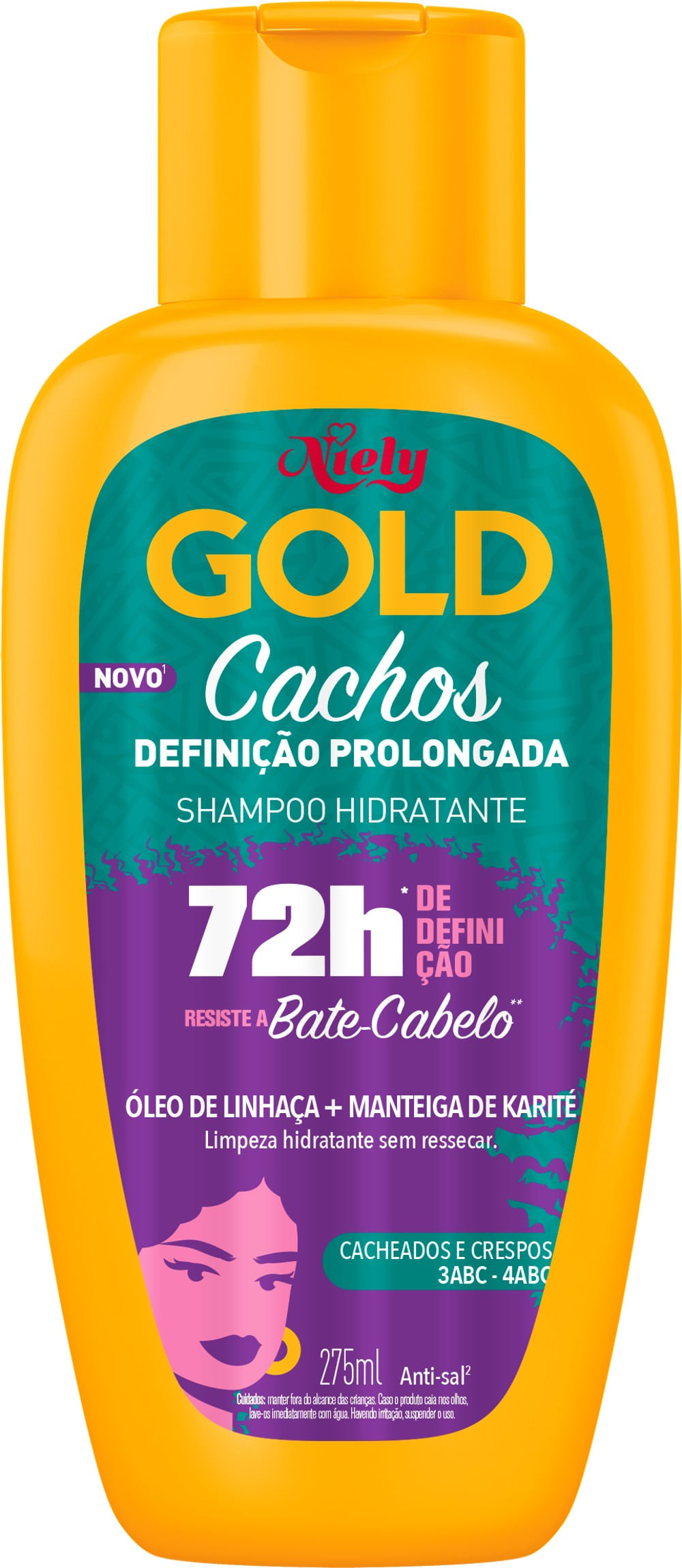 Shampoo Niely Gold Cachos Definição Prolongada 72h 275ml