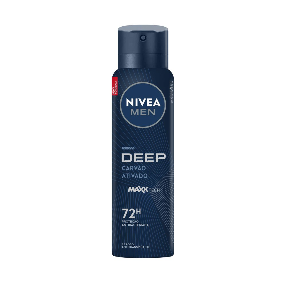 Desodorante Antitranspirante Nivea Men Deep Maxx Tech Carvão Ativado 72h Aerossol 150ml