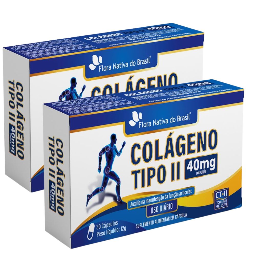 KIT 2X Colágeno Tipo II 40mg 30 Cápsulas - Flora Nativa