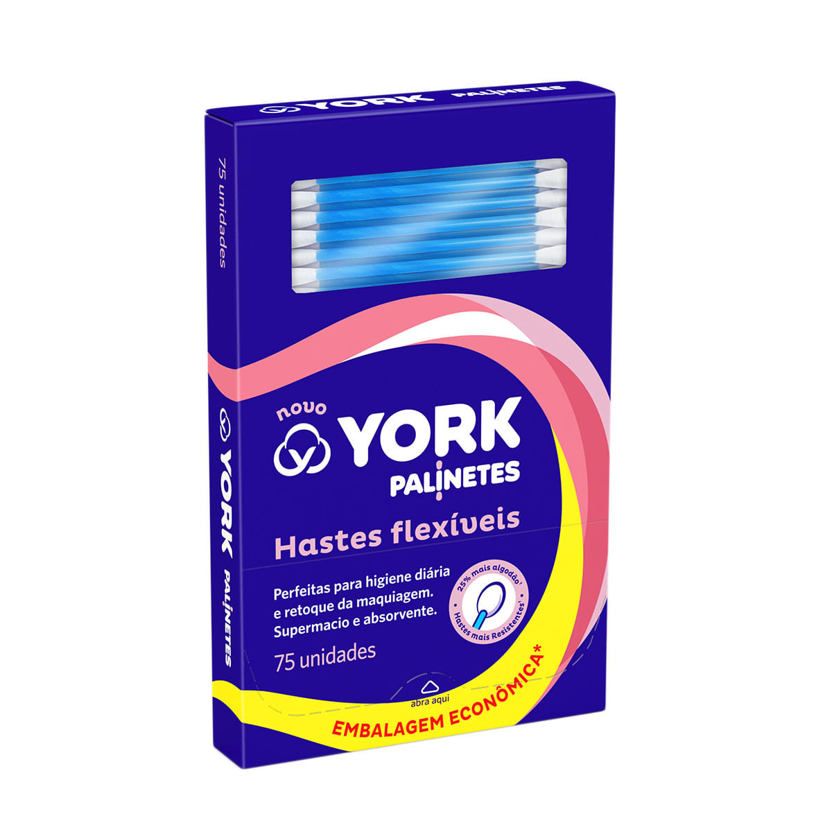 Hastes Flexíveis York Palinete 75 Unidades Leve 75 Pague 65