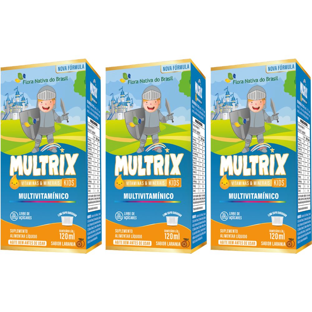 KIT 3X MULTRIX Xarope Infantil Vitaminas A a Z 120ml - Flora Nativa