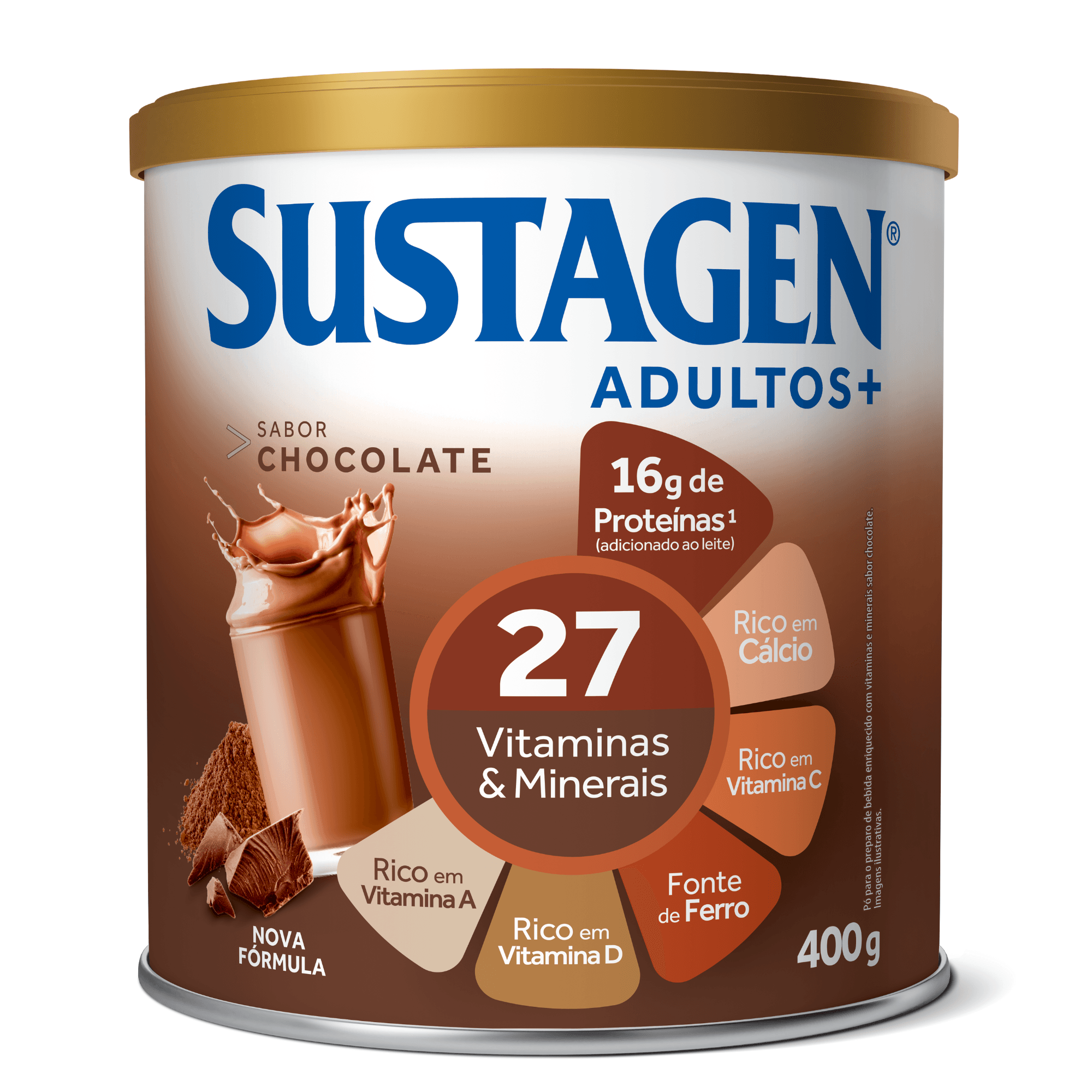 Complemento Alimentar Sustagen Adultos+ Sabor Chocolate - Lata 400g