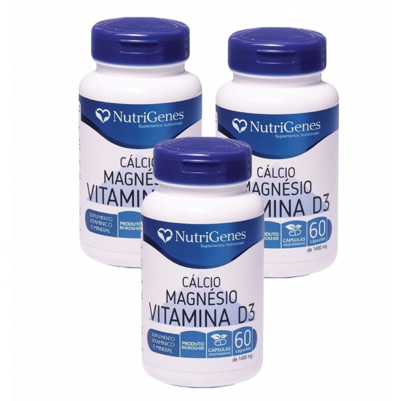 3x Cálcio + Magnésio + Vitamina D3 - 60 Cápsulas - Nutrigenes