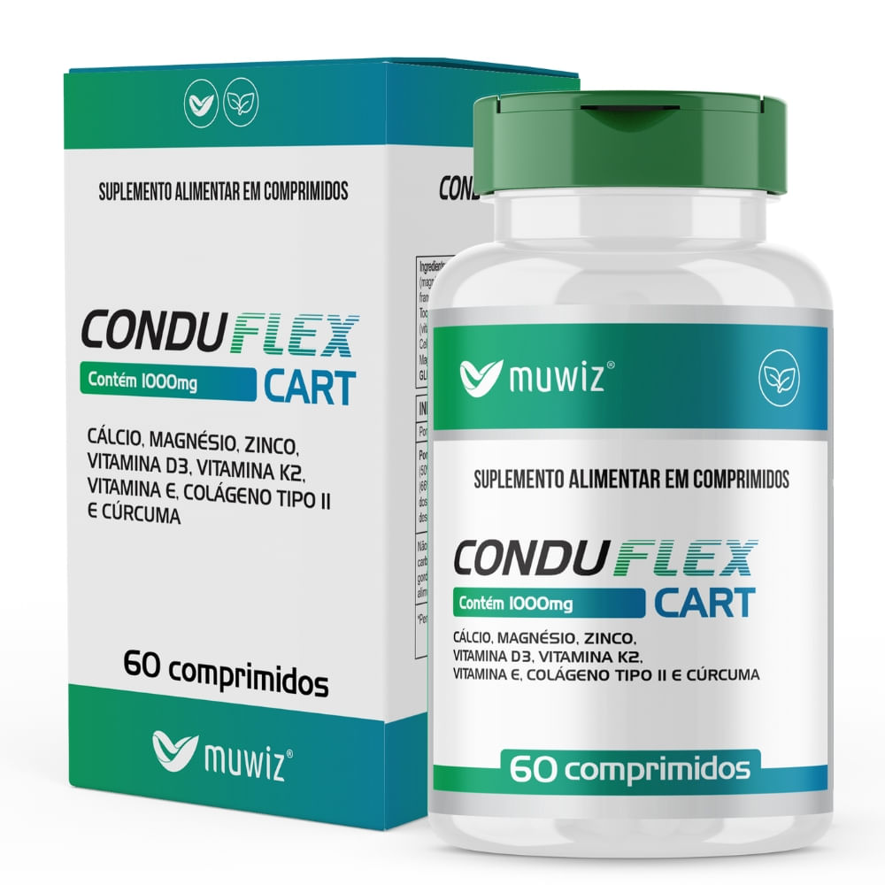 Colágeno Tipo 2, Cálcio e Cúrcuma Conduflex 60 comprimidos 1000mg Muwiz
