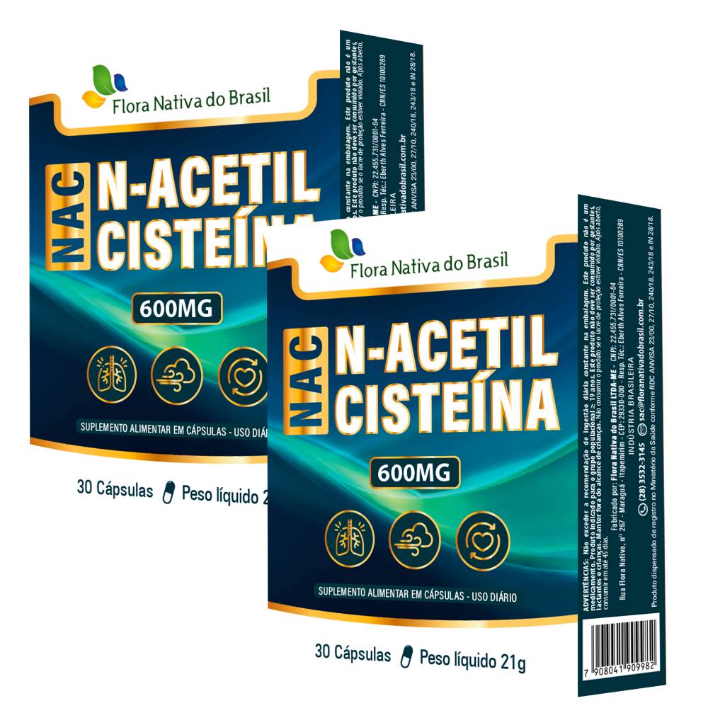 KIT 2X NAC (Acetilcisteina) 600mg 30 cápsulas - Flora Nativa