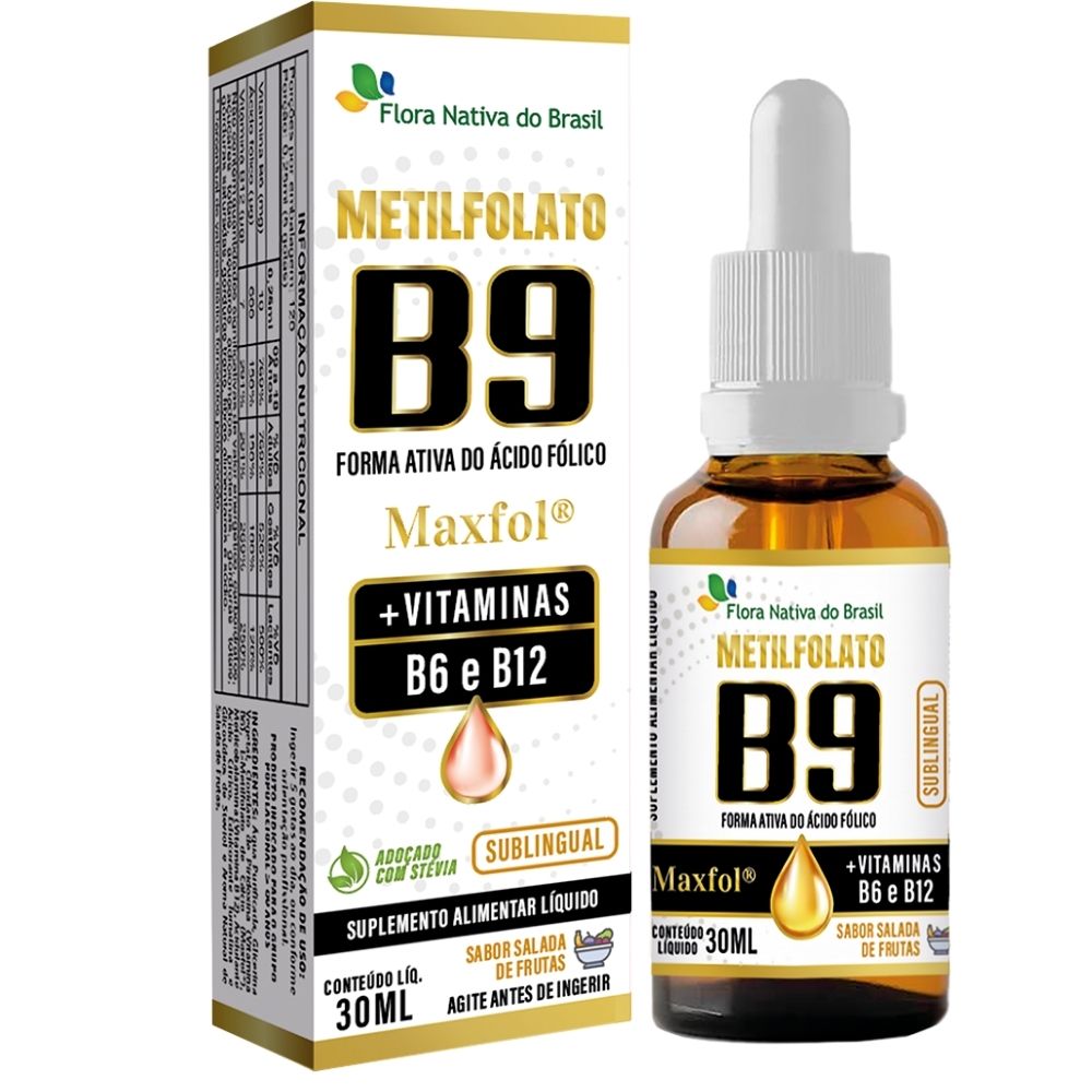 Metilfolato Maxfol - Vitaminas B9, B6, B12 - 30ml - Flora Nativa