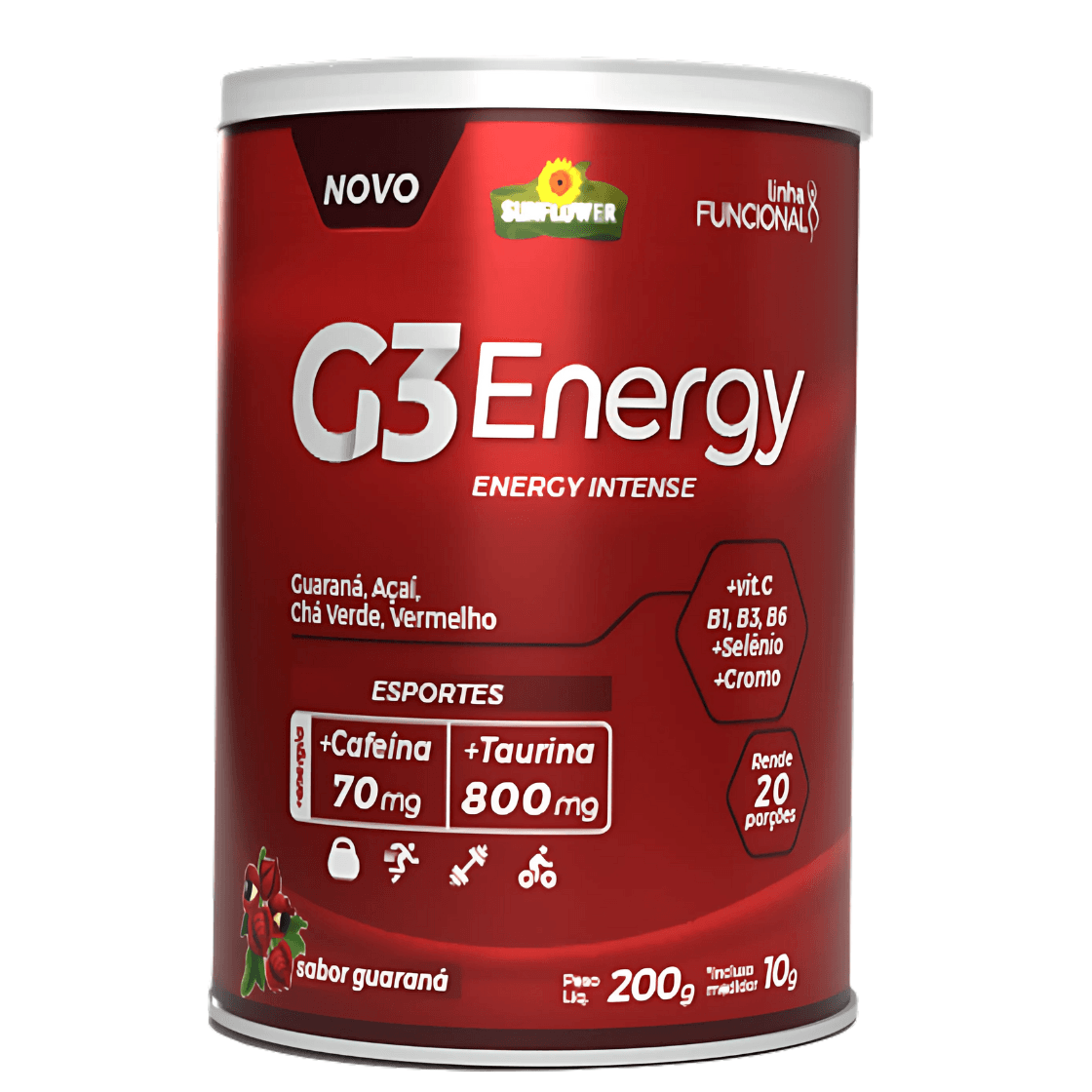 G3 Energy - Cafeína, Taurina, Vitaminas e Minerais Pré-Treino 200g