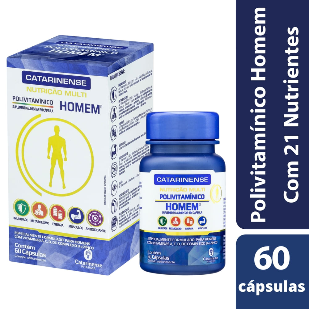 Polivitaminico Homem 60 Cápsulas Catarinense Nultrição Multi