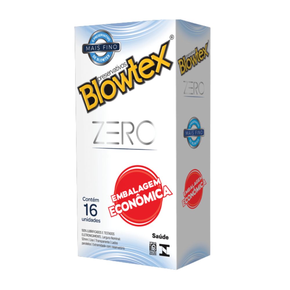Preservativo Blowtex Zero Lubrificado Mais Fino 16 Unidades