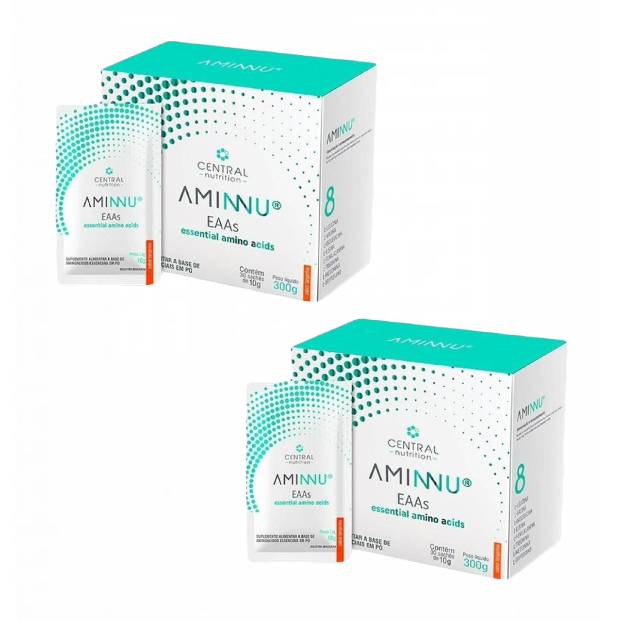 2x Aminnu Eaas 10g- 30 Sachês - Central Nutrition - Tangerina