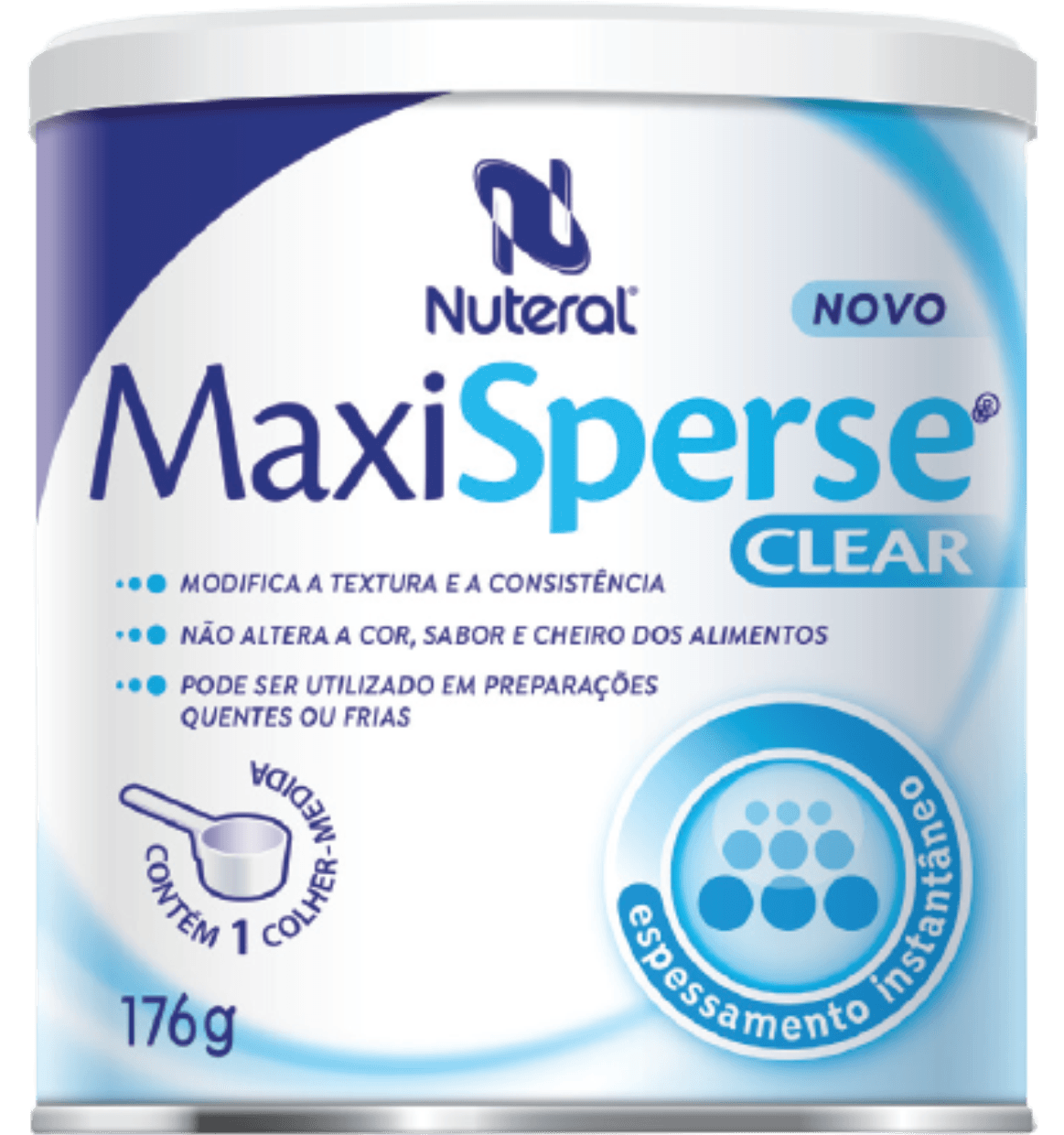 MaxiSperse Clear, Espessante e Gelificante, Lata com 176g, Rende 160 Porções, Sem Sabor.