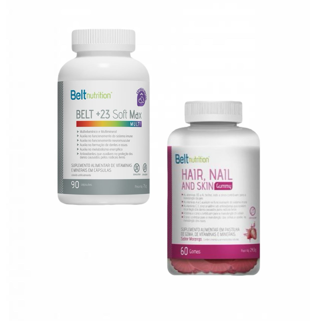 Belt +23 Soft Max + Belt Hair Gummy Morango - Belt Nutrition