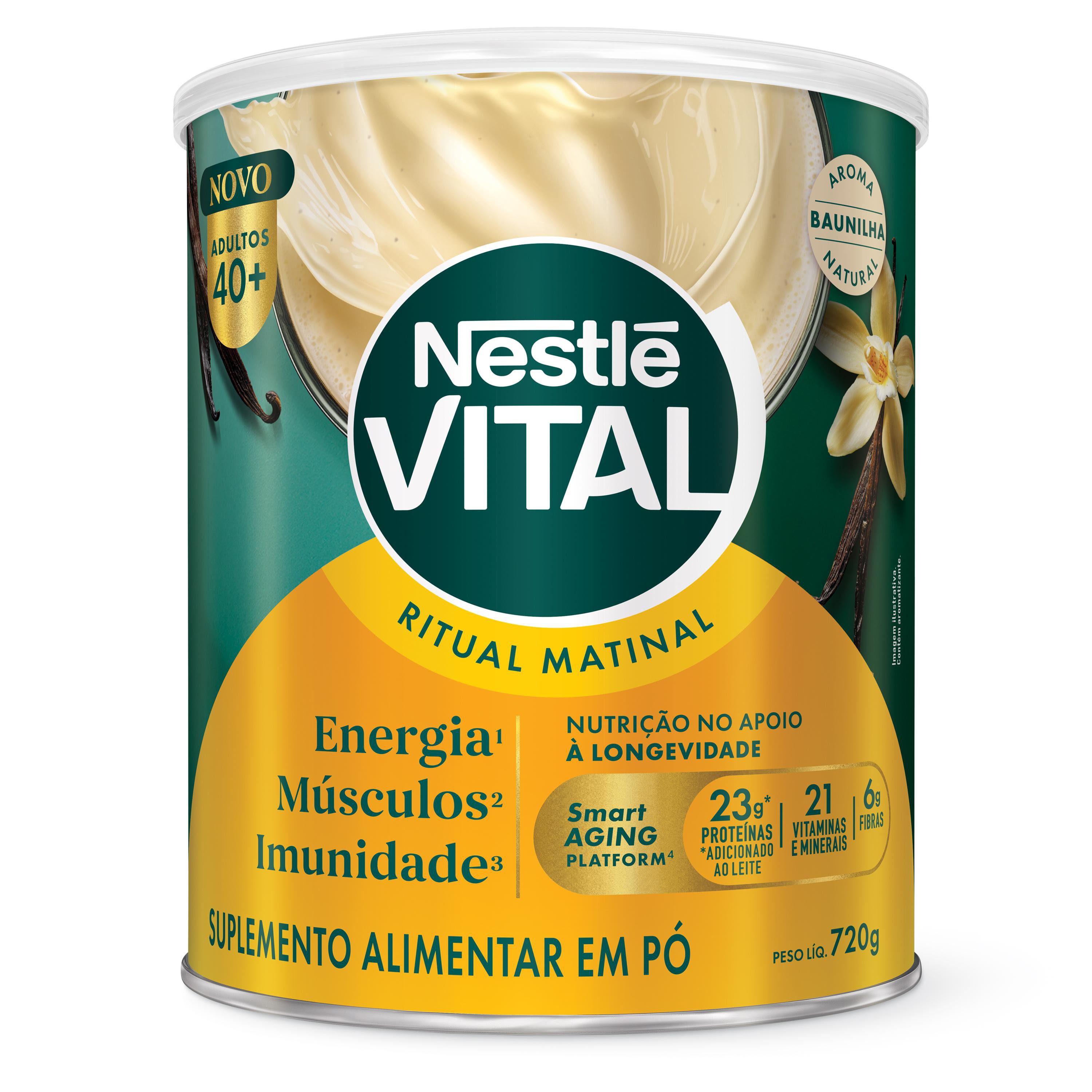 Suplemento Alimentar Em Pó Nestlé Vital Ritual Matinal Sabor Baunilha 720g