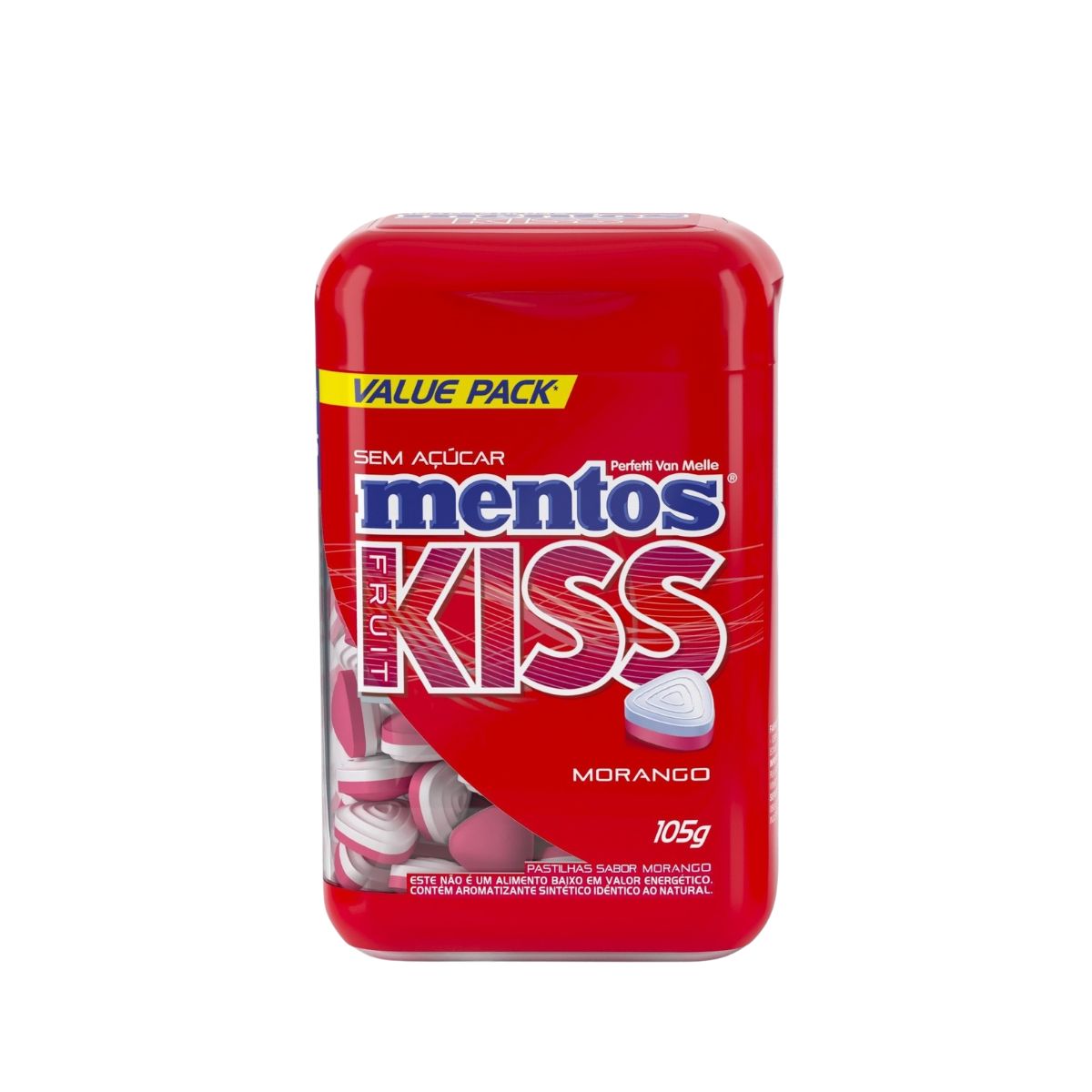 Pastilha Mentos Kiss Zero Açúcar Morango 105g