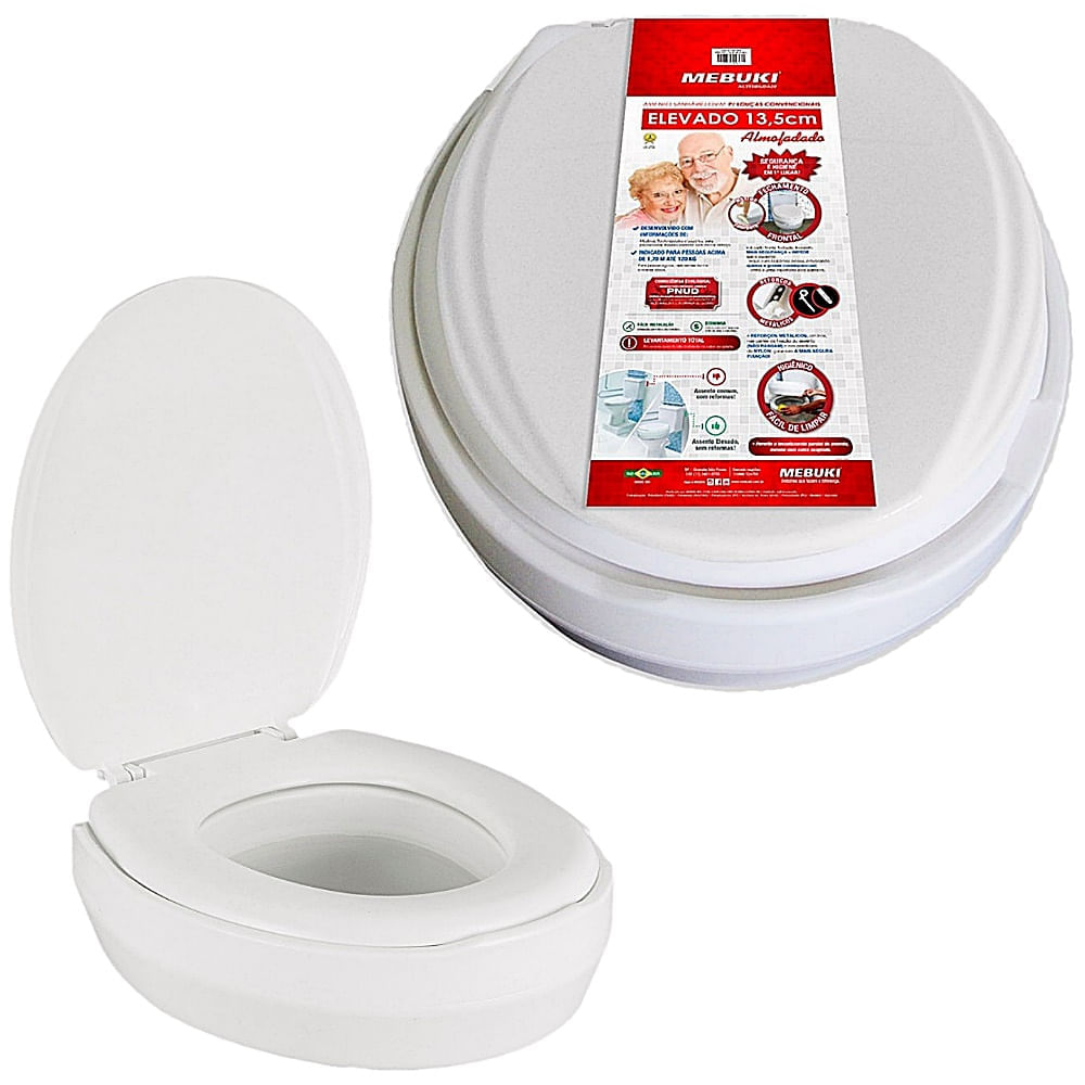 Assento Sanitário Elevado Almofadado com Tampa 13.5cm - unidade