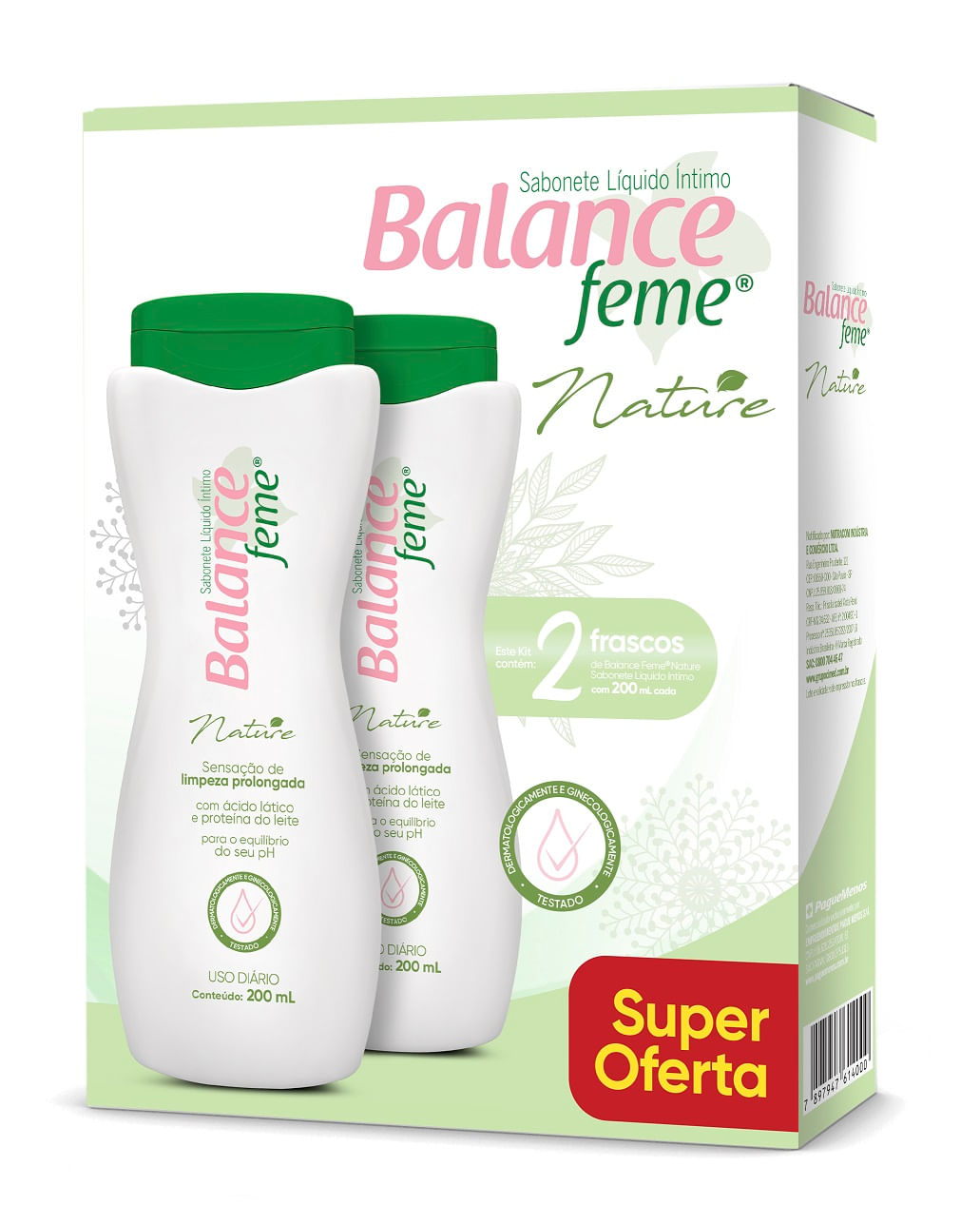 Sabonete íntimo Balance Feme nature 200ml Kit Com 2 Unidades
