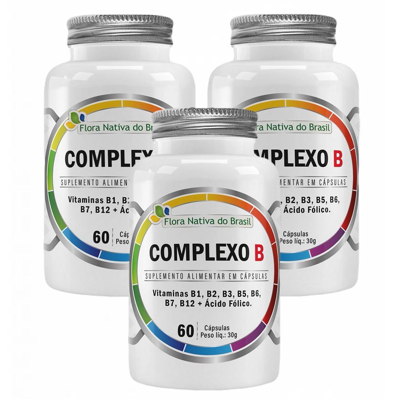 3x Complexo B 500mg + Biotina - 60 Cápsulas - Flora Nativa