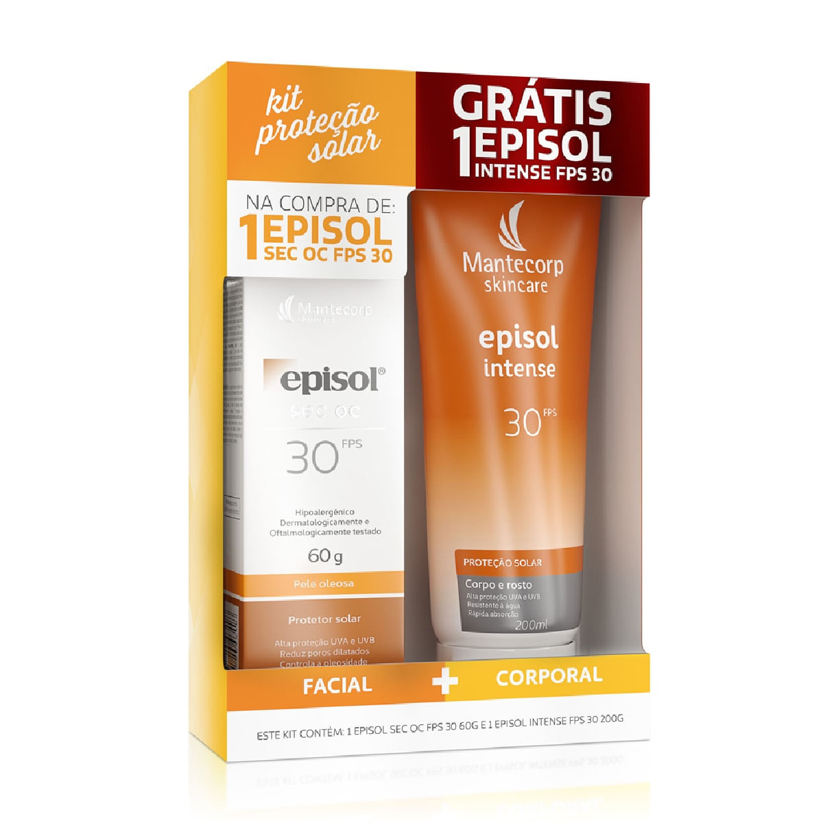 Espisol Sec Oc Fps30 Pele Oleosa 60g Grátis Episol Intense Fps30 200ml
