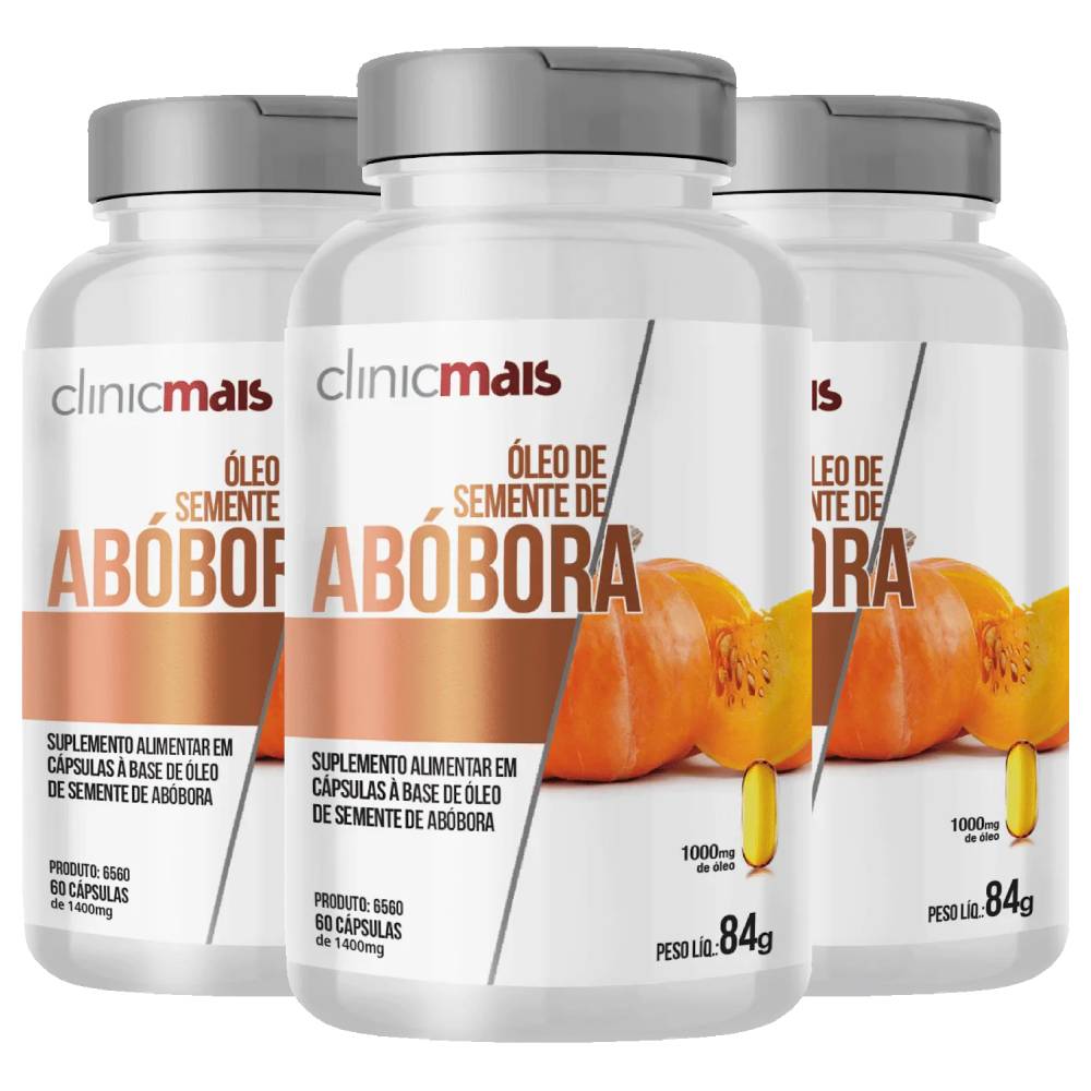 KIT de 3X Óleo de Semente de Abóbora 1000mg 60 cápsulas - Clinicmais