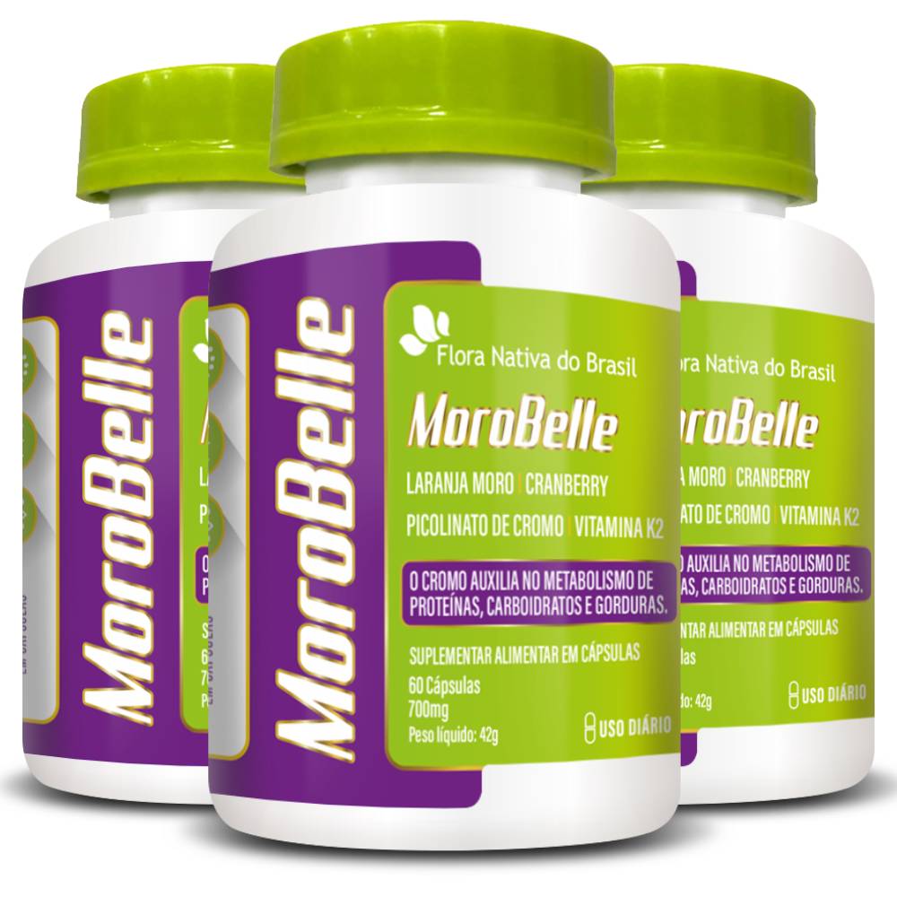 KIT 3X MOROBELLE ( Laranja Moro, Cranberry, Cromo e Vitaminas) 60 cápsulas - Flora Nativa