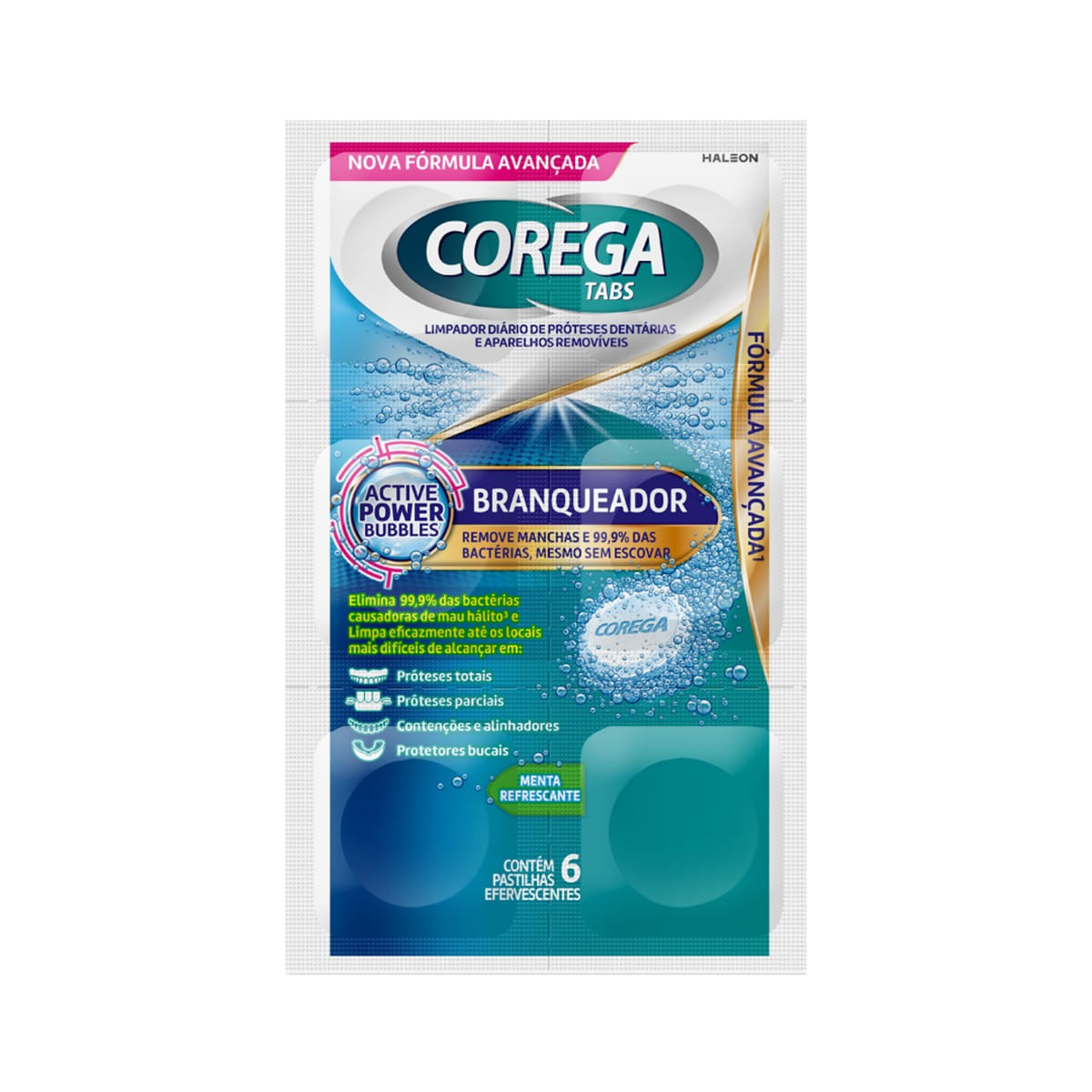 Pastilha de Limpeza Corega Tabs Branqueador 6 Unidades