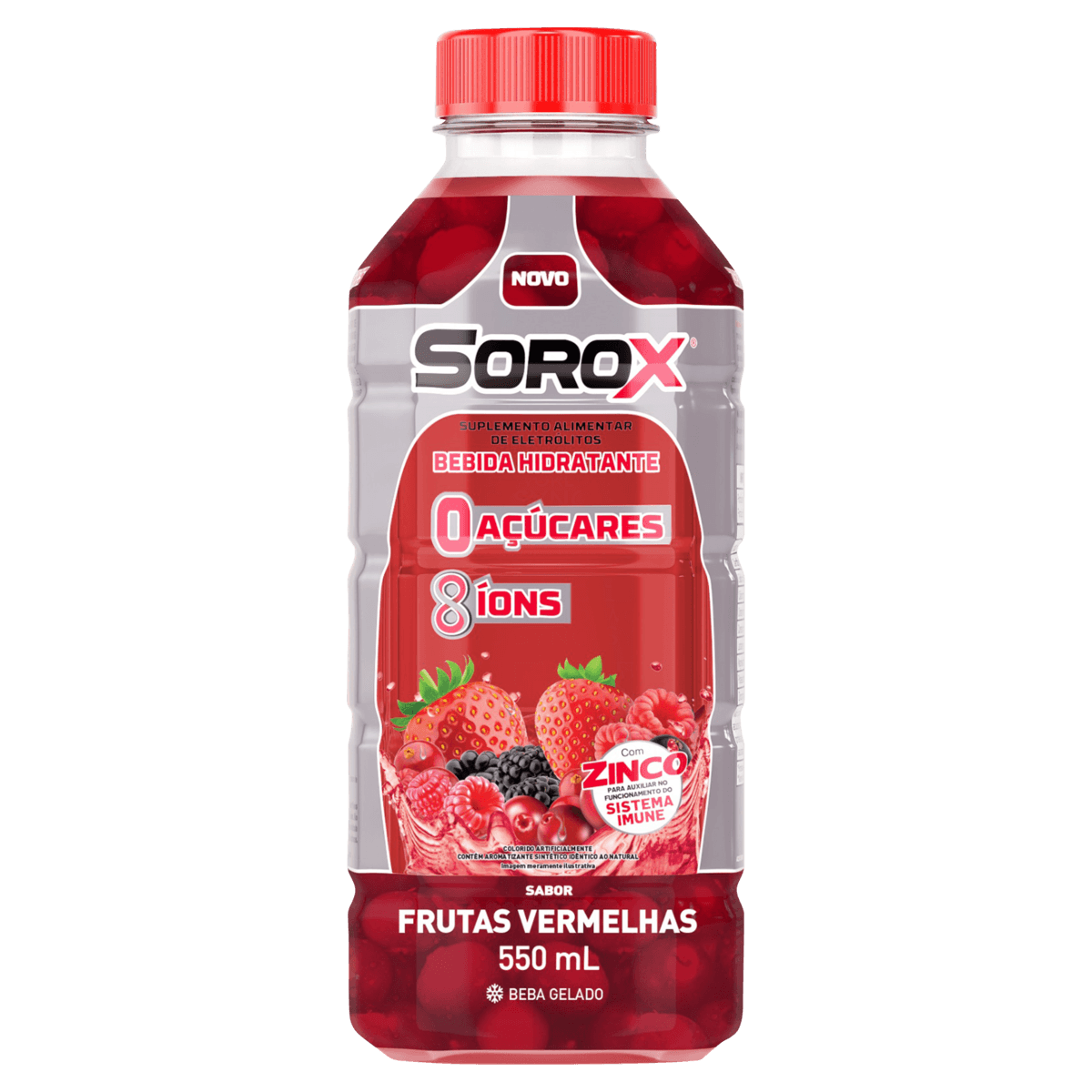 Sorox Sabor Frutas Vermelhas Zero Açúcar Bebida Isotônica 550ml