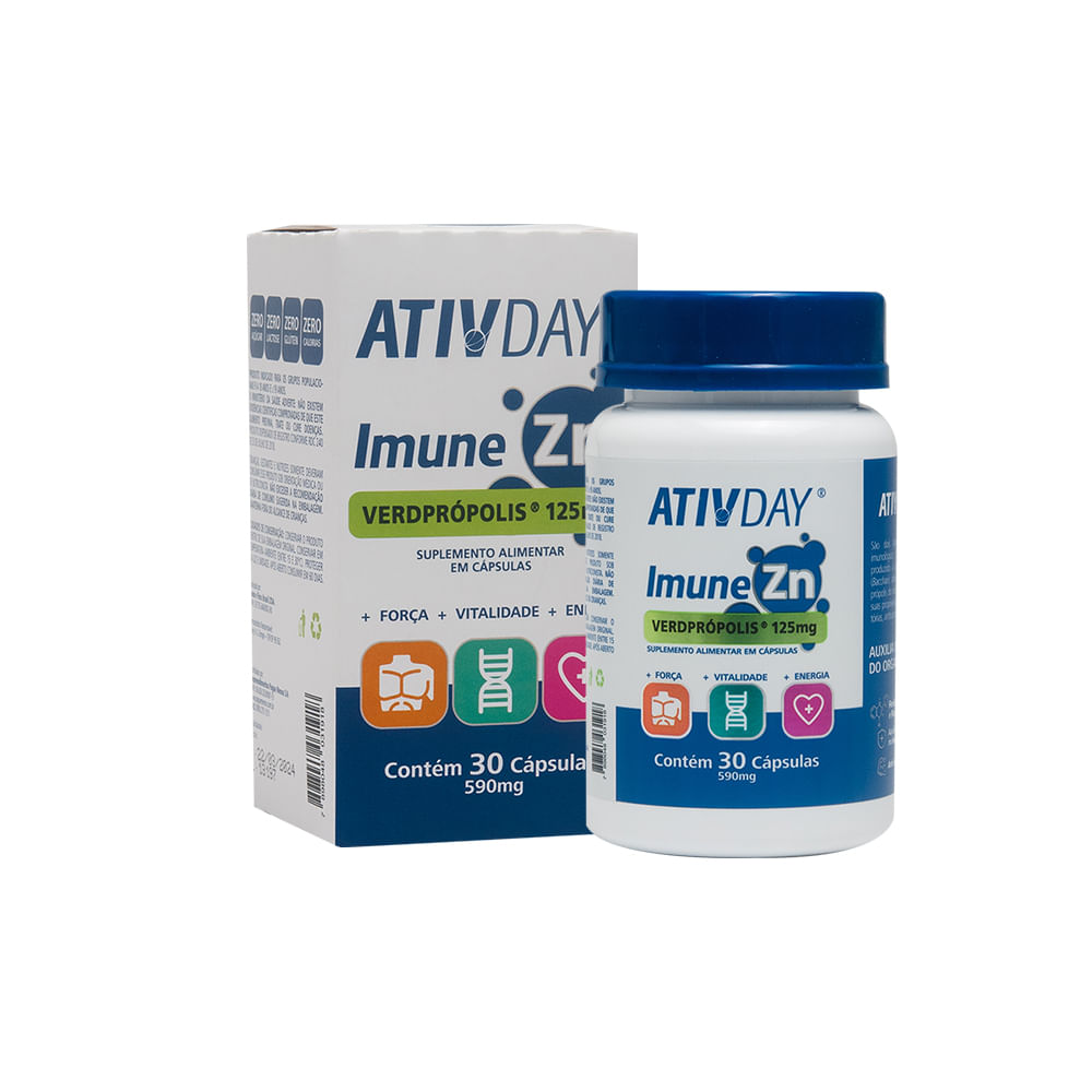 Ativday Imune Zn Verdpropolis 125mg + Zinco 7mg 30 Cápsulas