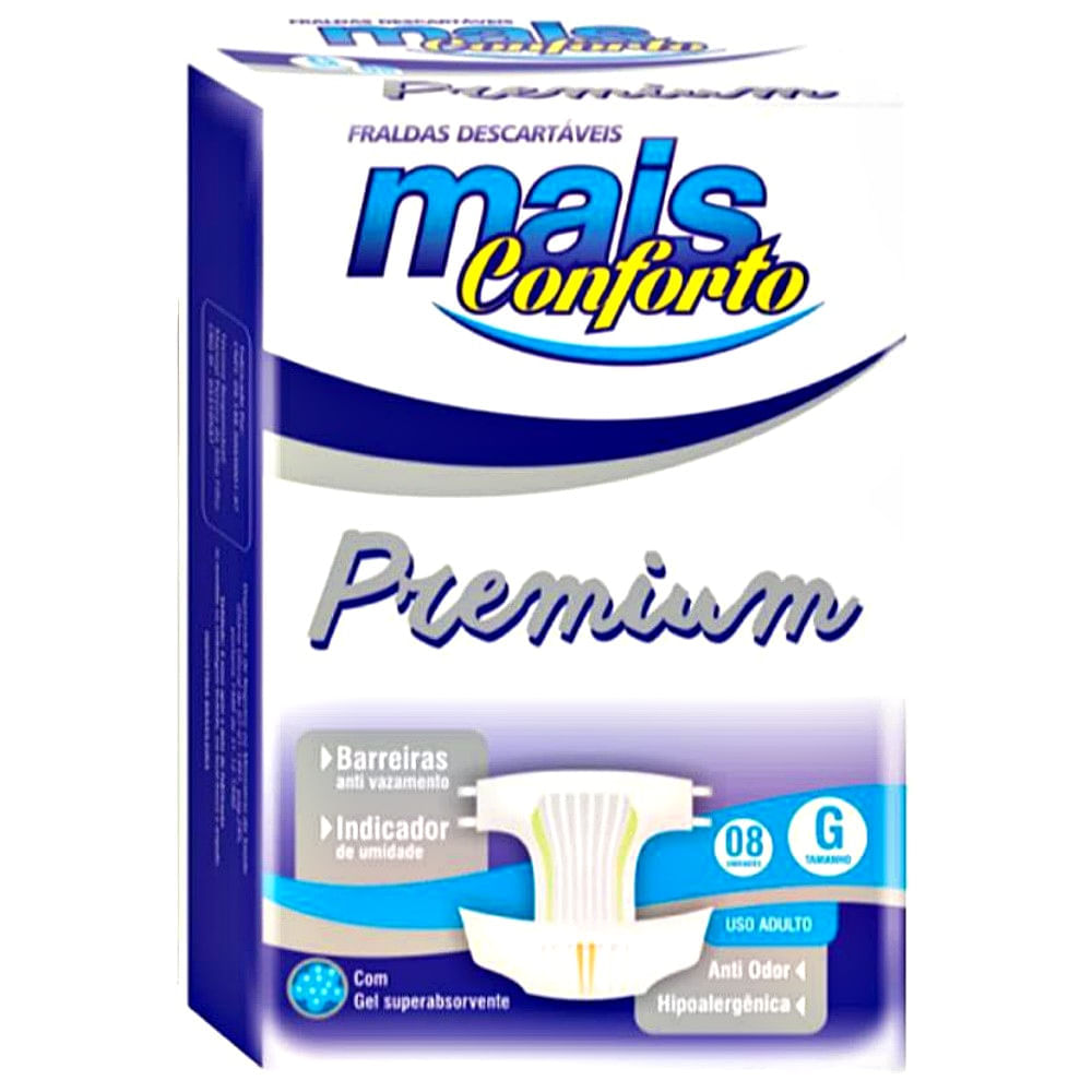 Fralda Geriátrica Mais Conforto Premium Tam G - 08 fraldas