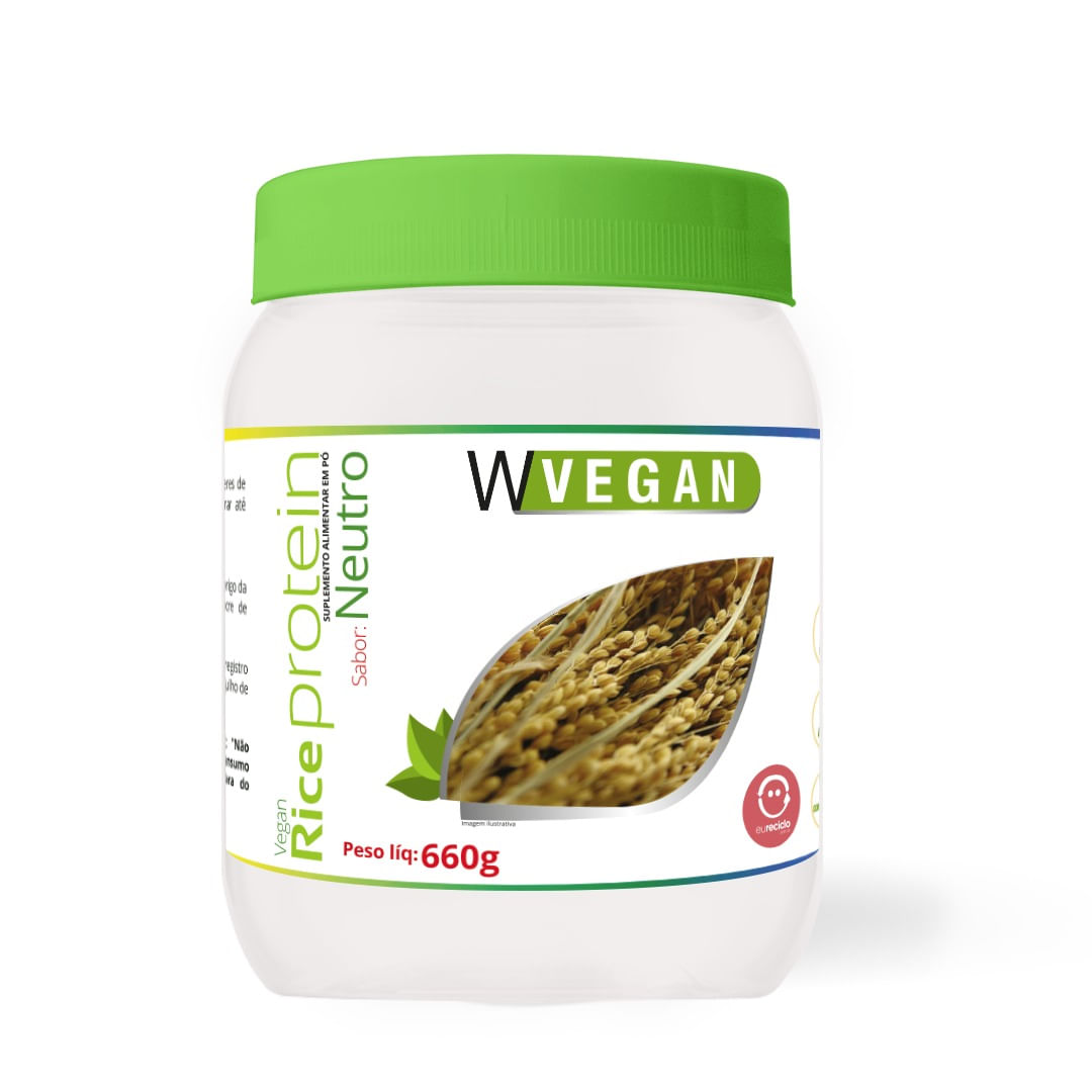 Rice Protein 660g Sem Sabor Neutro WVegan Vegano Proteina de Arroz