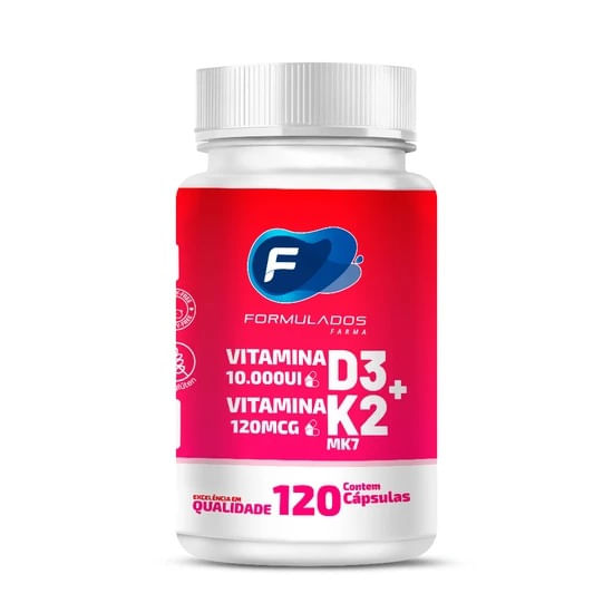 Vitamina D3 10.000 Ui + Vitamina K2 Mk7 120mcg 120 Cápsulas