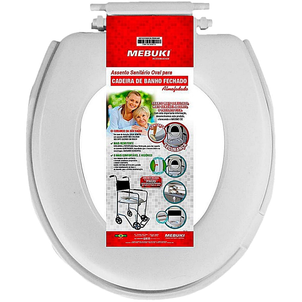 Assento Sanitário Almofadado Oval Fechado para Cadeira de Banho - Unidade