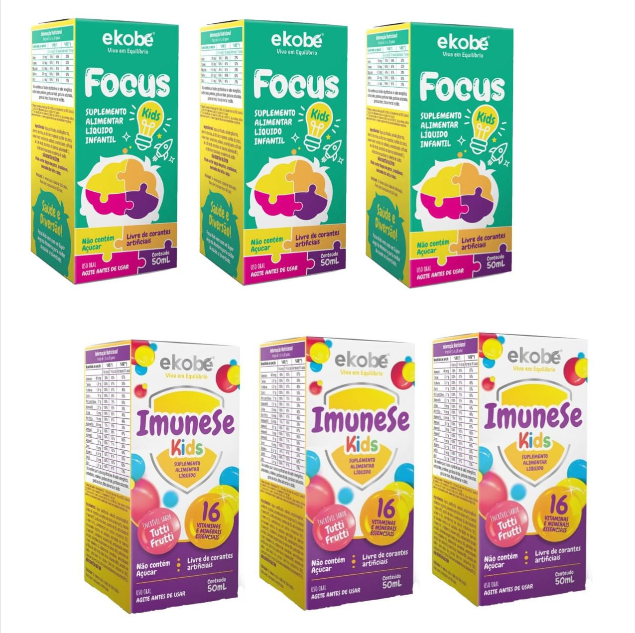 3x Focus Kids + 3x Imunese Kids - 16 Vitaminas