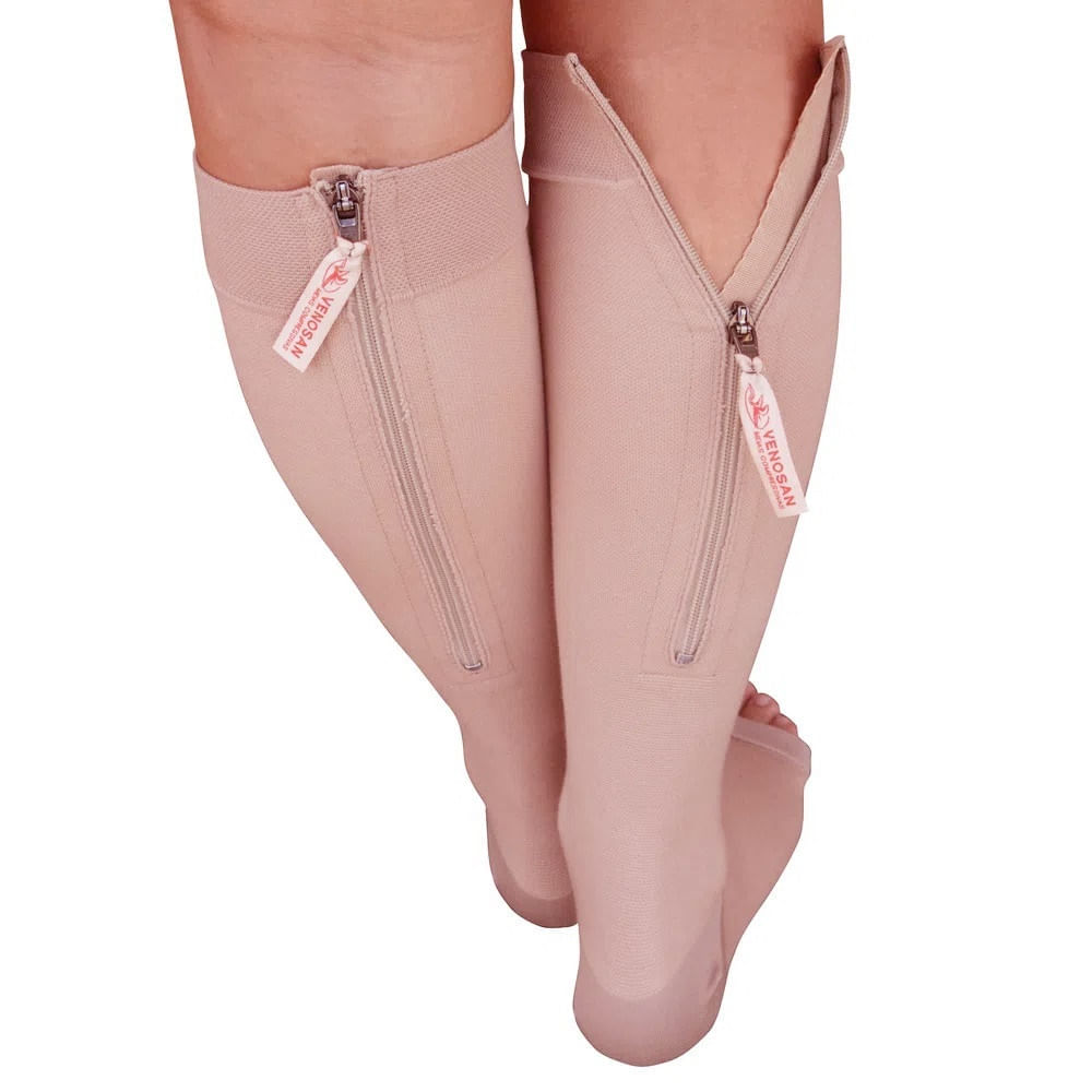 Meia 3/4 Comfortline Cotton com Zíper 20-30Mmhg Bege Longa Tam P