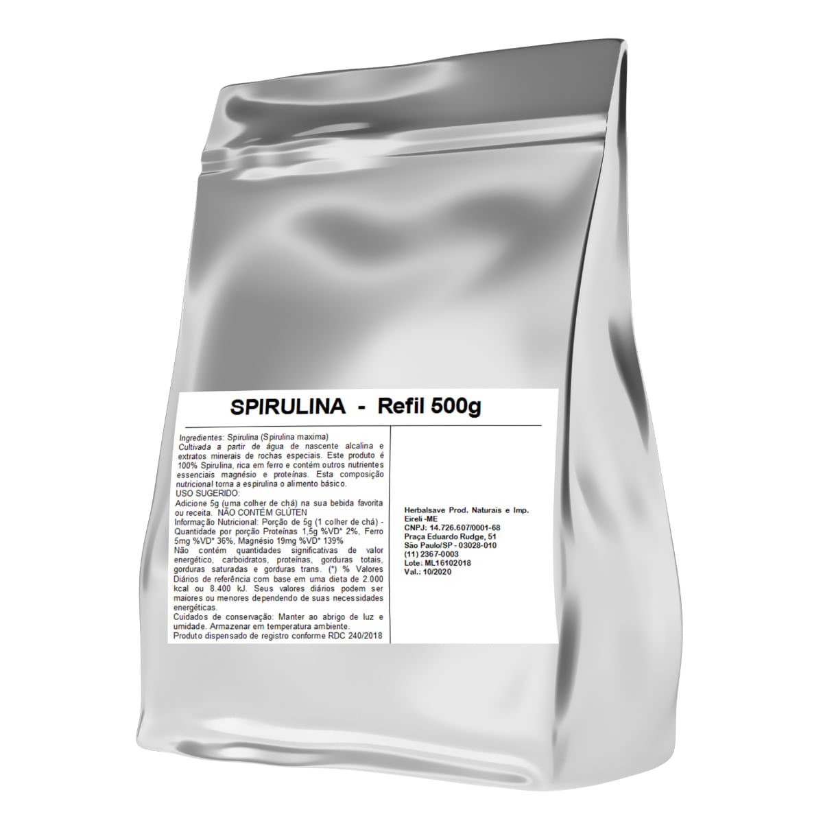 Spirulina 500g Embalagem Refil Wvegan Vegano